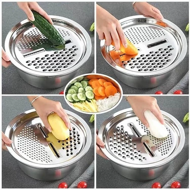 ست لگن و آبکش رنده دار 3 پارچه BASIN سایز 26