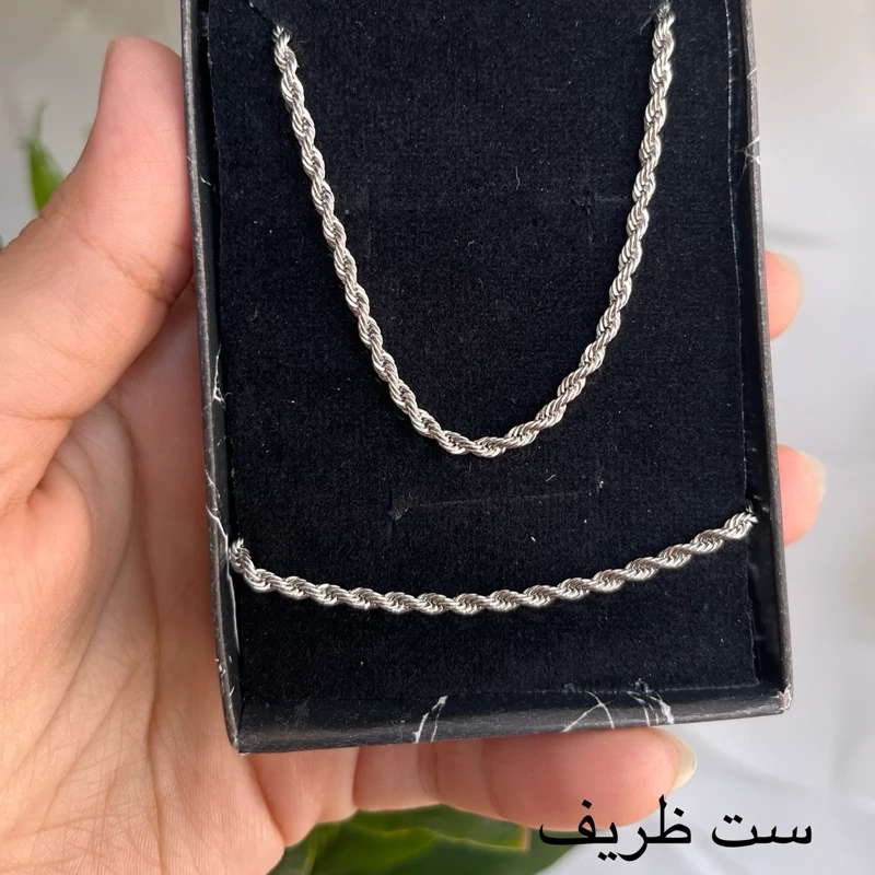گردنبند و دستبند مردانه استیل طنابی