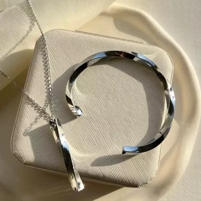 دستبند و گردنبند مردانه با زنجیر دیپلمات 45 سانت