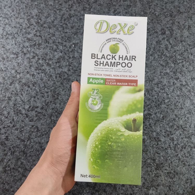 شامپو رنگ مشکی دکسی حاوی عصاره سیب dexe black hair shampoo Apple