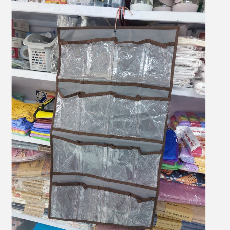 جا جورابی و نظم دهنده آویز 16 خانه طلقی باکیفیت ارگانیزر پارچه ای جوراب